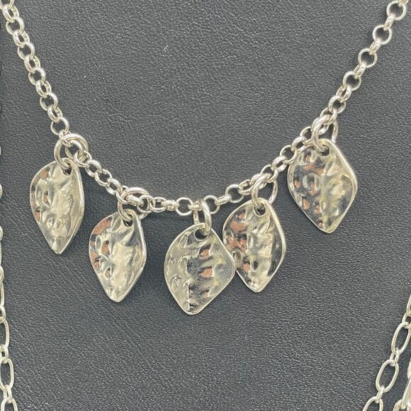 Kenneth Cole Multi-Strand Chain Pendant Necklace Silver Tone 19 to 22 Inches - Picture 5 of 6